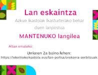 MANTENUKO langilea | Lan eskaintza